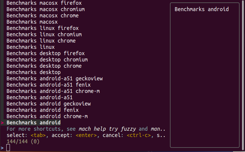 Mach try perf with android, and chrome options
